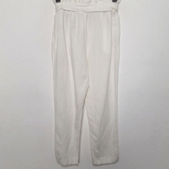H&M White Linen Blend Paperbag Waist Pants Size 10 - Picture 7 of 11